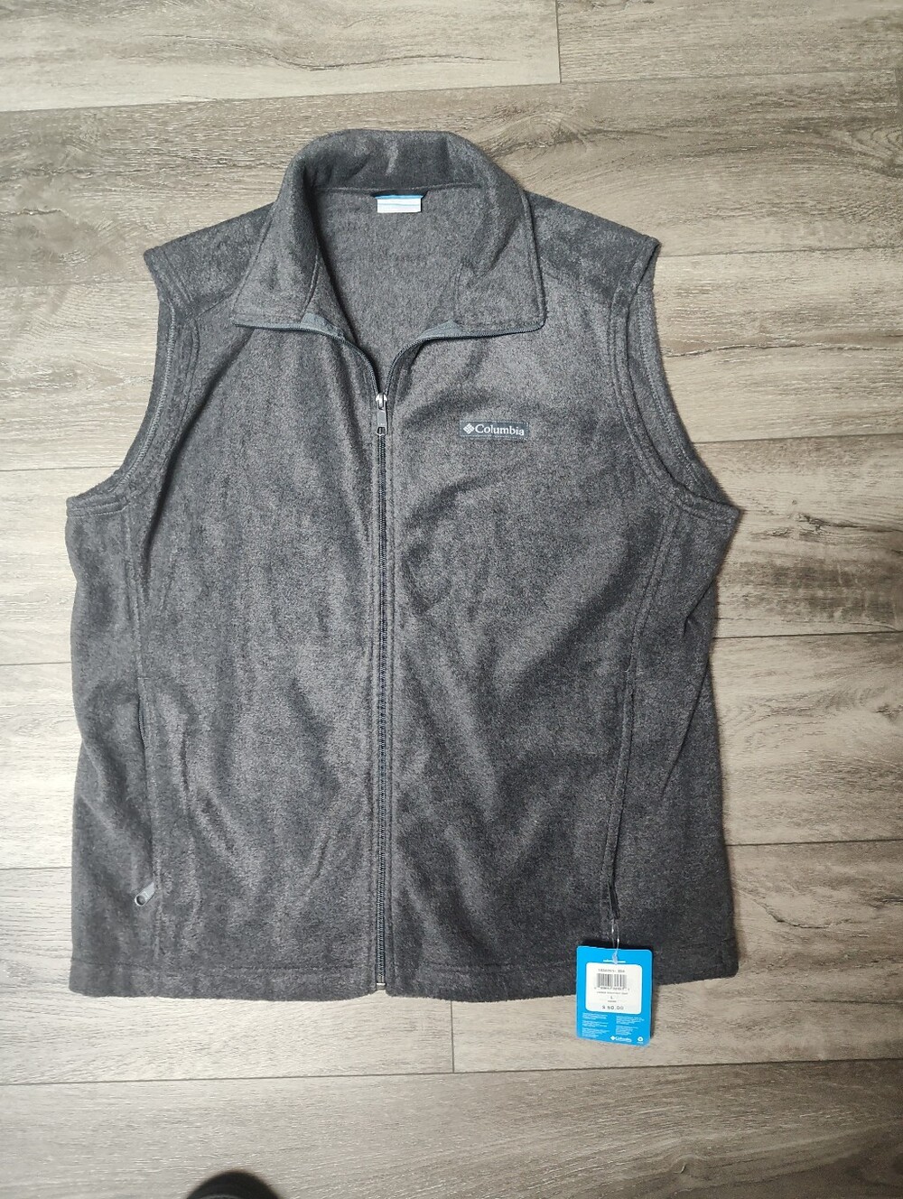 Columbia Men’s Gray Full-Zip Fleece Vest Large